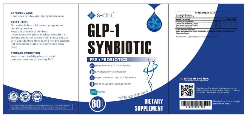 S-CELL GLP-1 Synbiotic blue label - Pre+Probiotics formula